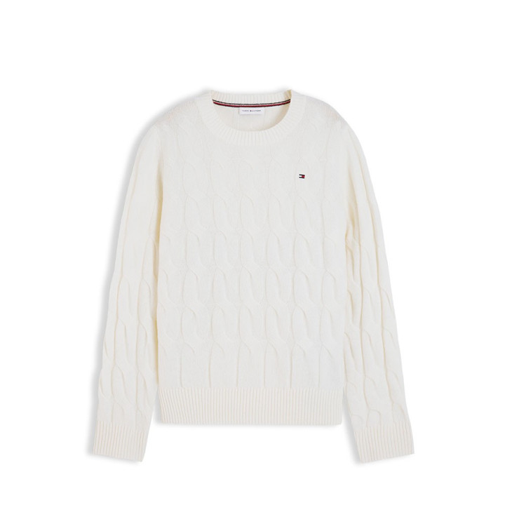 Tommy Hilfiger Soft Wool Cable 100% Lana Bianco Donna