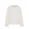 Tommy Hilfiger Soft Wool Cable 100% Lana Bianco Donna