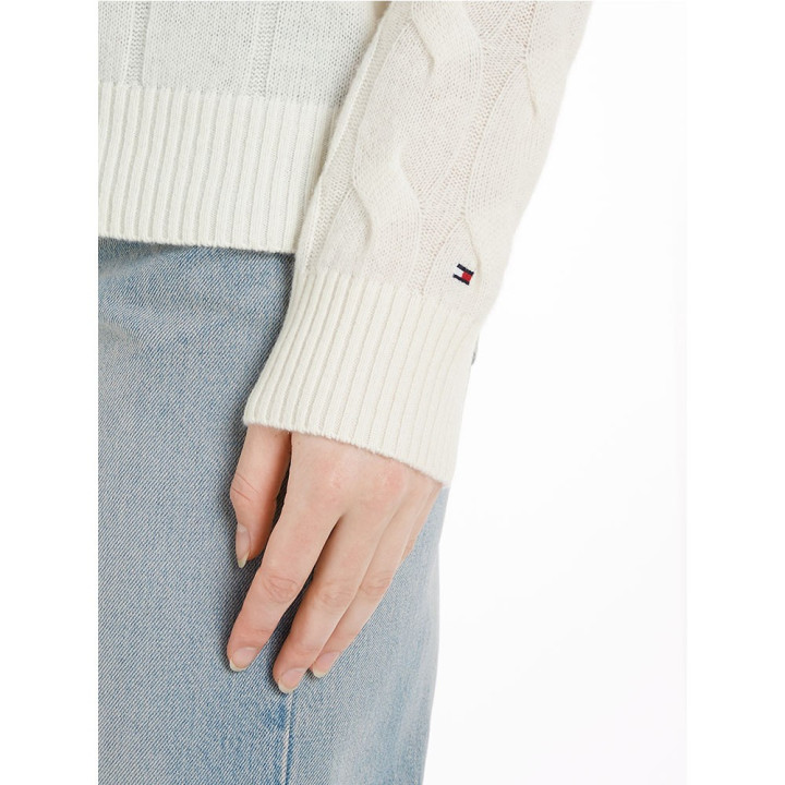 Tommy Hilfiger Soft Wool Cable 100% Lana Bianco Donna