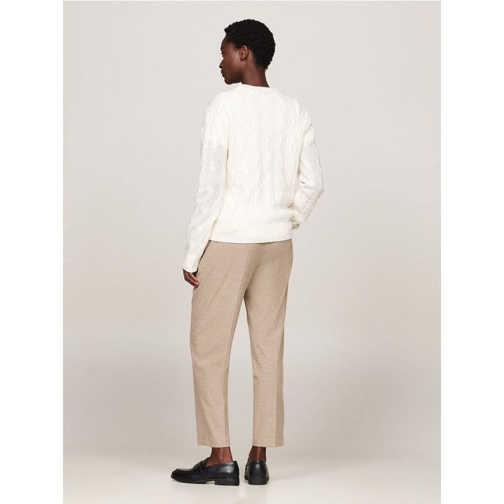Tommy Hilfiger Soft Wool Cable 100% Lana Bianco Donna
