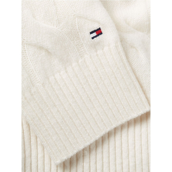Tommy Hilfiger Soft Wool Cable 100% Lana Bianco Donna