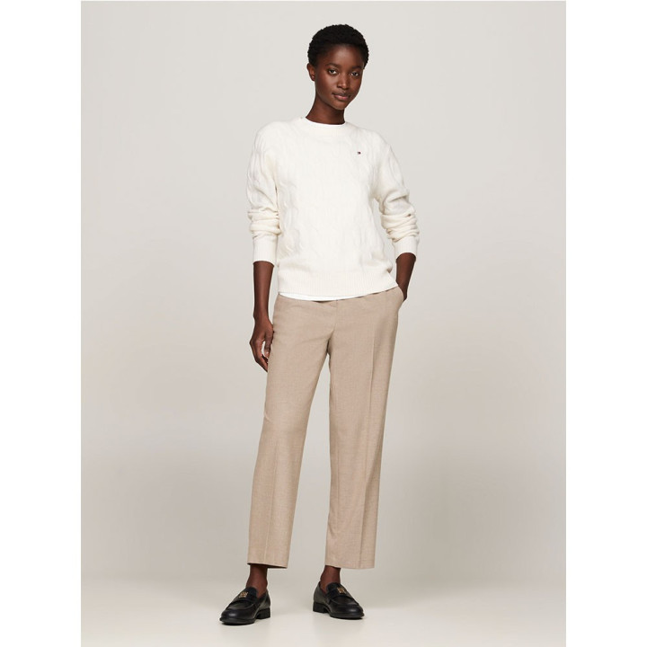 Tommy Hilfiger Soft Wool Cable 100% Lana Bianco Donna