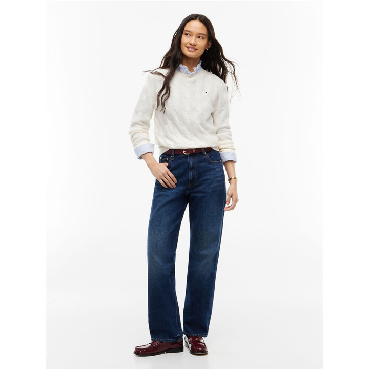 Tommy Hilfiger Soft Wool Cable 100% Lana Bianco Donna