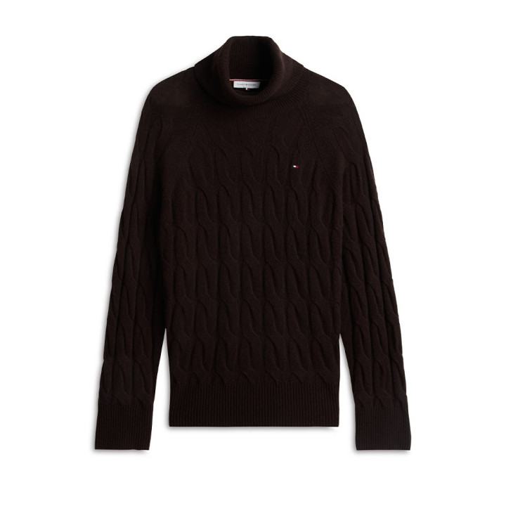 Tommy Hilfiger Soft Woll 100% Lana Dolcevita Moro Donna