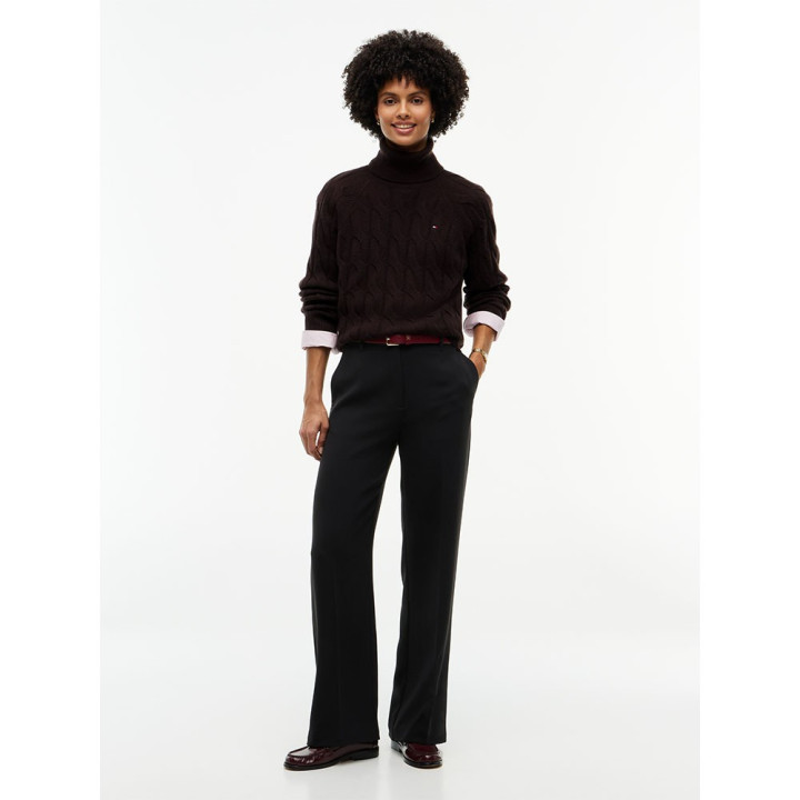 Tommy Hilfiger Soft Woll 100% Lana Dolcevita Moro Donna