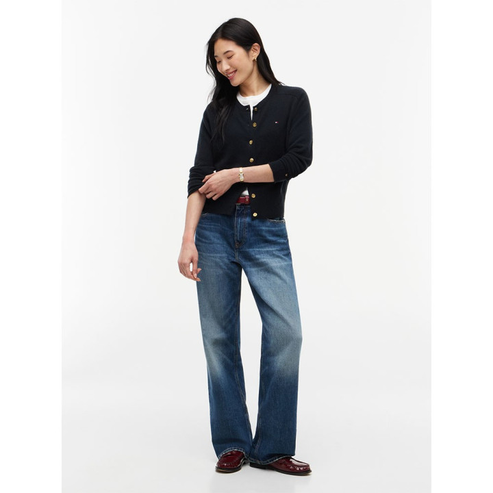 Tommy Hilfiger Cardigan Soft Wool 100% Lana Nero Donna