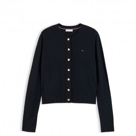 Tommy Hilfiger Cardigan Soft Wool 100% Lana Nero Donna