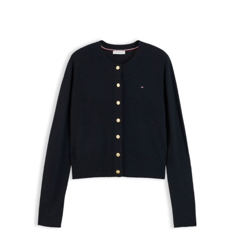 Tommy Hilfiger Cardigan Soft Wool 100% Lana Nero Donna