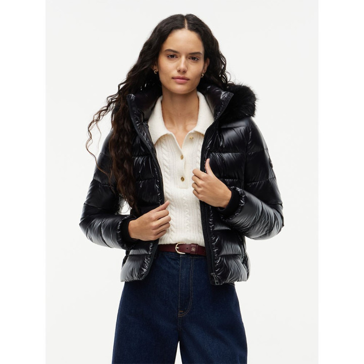 Tommy Hilfiger Piumino Corto Gloss Nero Donna