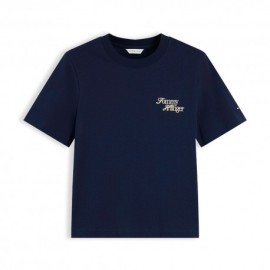 Tommy Hilfiger T-Shirt Script New Reg Blu Donna