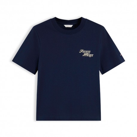 Tommy Hilfiger T-Shirt Script New Reg Blu Donna