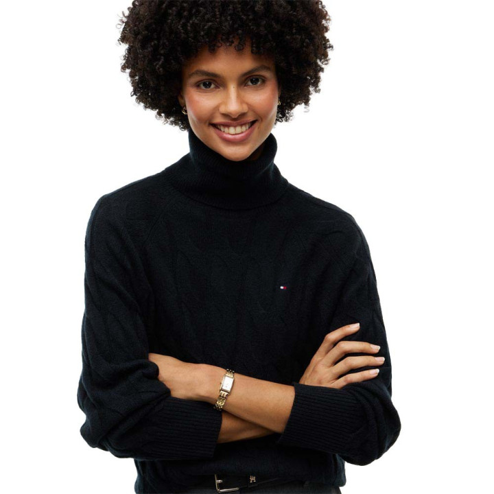 Tommy Hilfiger Soft Woll 100% Lana Dolcevita Nero Donna