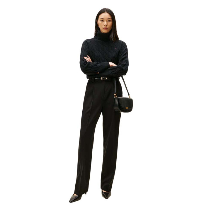 Tommy Hilfiger Soft Woll 100% Lana Dolcevita Nero Donna