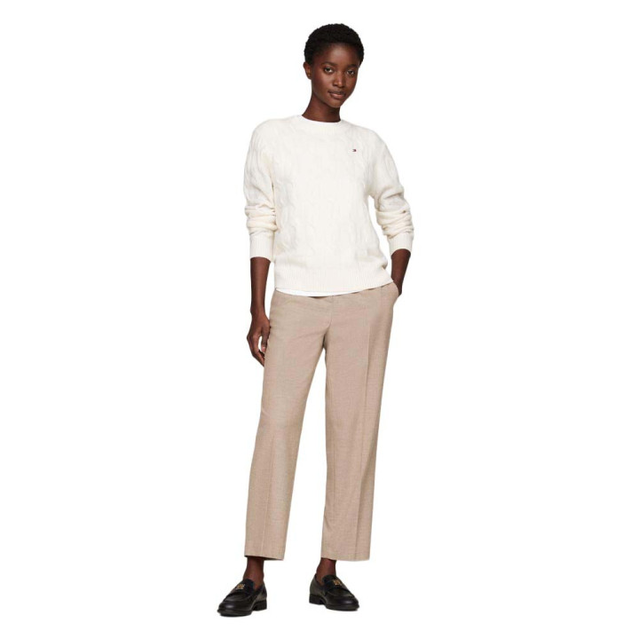 Tommy Hilfiger Soft Wool Cable 100% Lana Bianco Donna