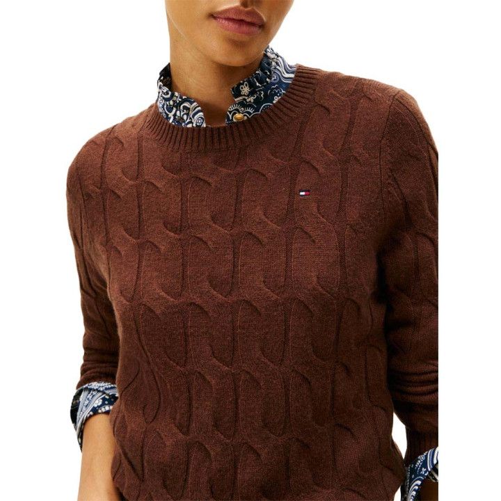 Tommy Hilfiger Soft Wool Cable 100% Lana Moro Donna