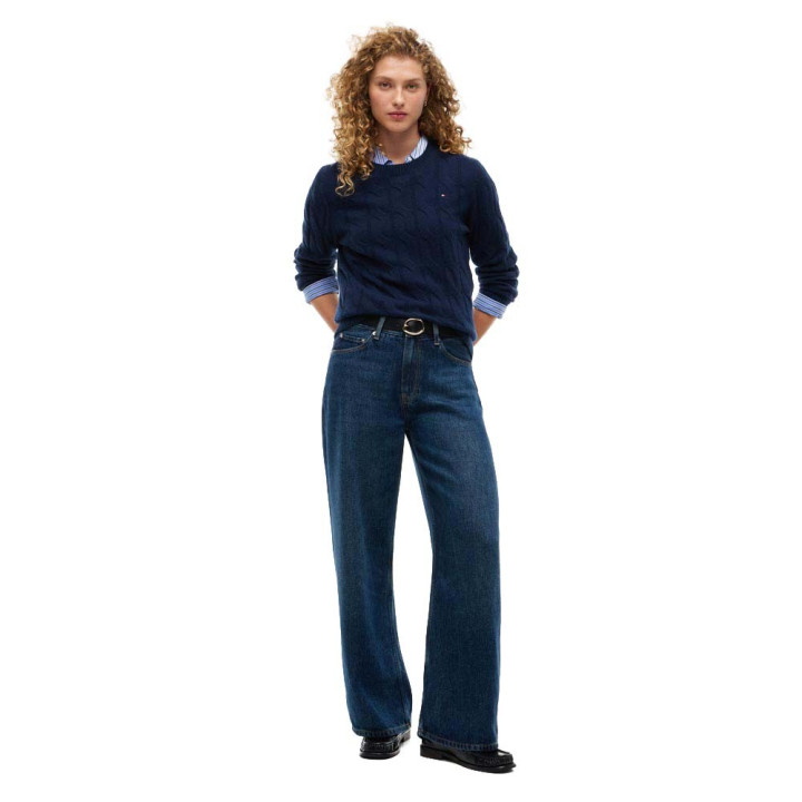 Tommy Hilfiger Soft Wool Cable 100% Lana Blu Donna