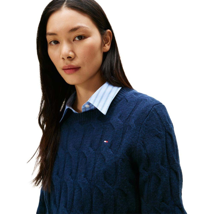 Tommy Hilfiger Soft Wool Cable 100% Lana Blu Donna