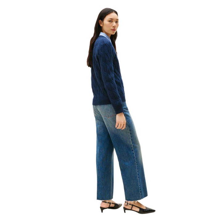 Tommy Hilfiger Soft Wool Cable 100% Lana Blu Donna