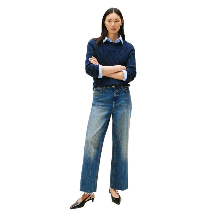 Tommy Hilfiger Soft Wool Cable 100% Lana Blu Donna
