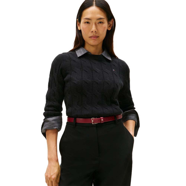 Tommy Hilfiger Soft Wool Cable 100% Lana Nero Donna