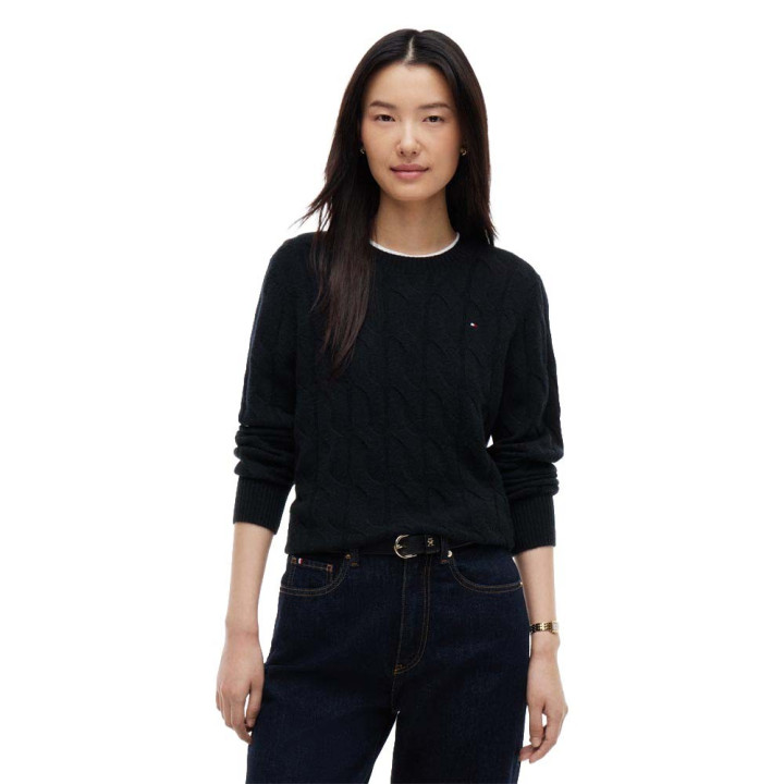 Tommy Hilfiger Soft Wool Cable 100% Lana Nero Donna