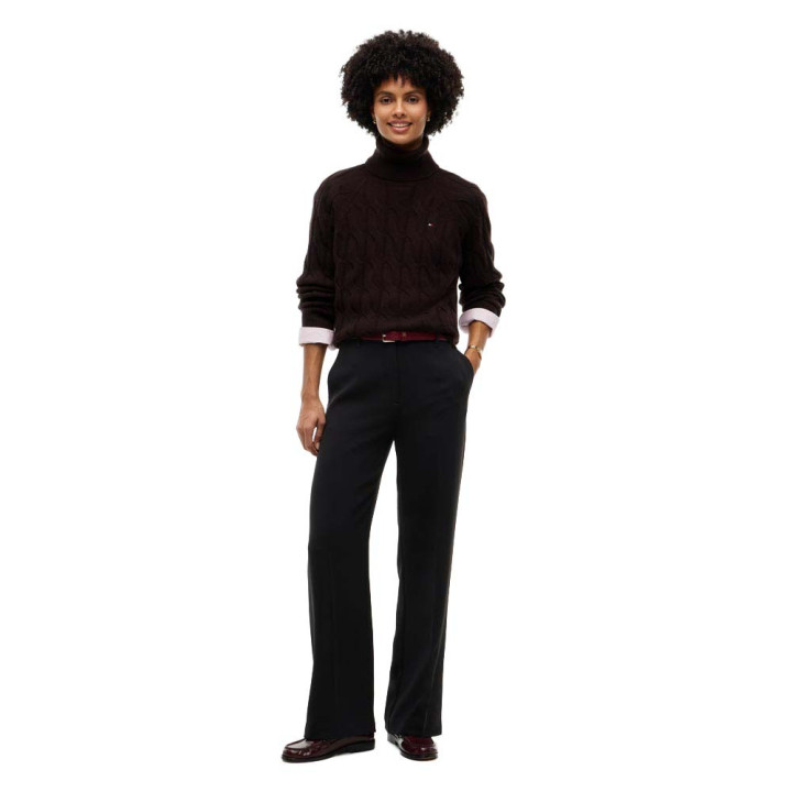 Tommy Hilfiger Soft Woll 100% Lana Dolcevita Moro Donna