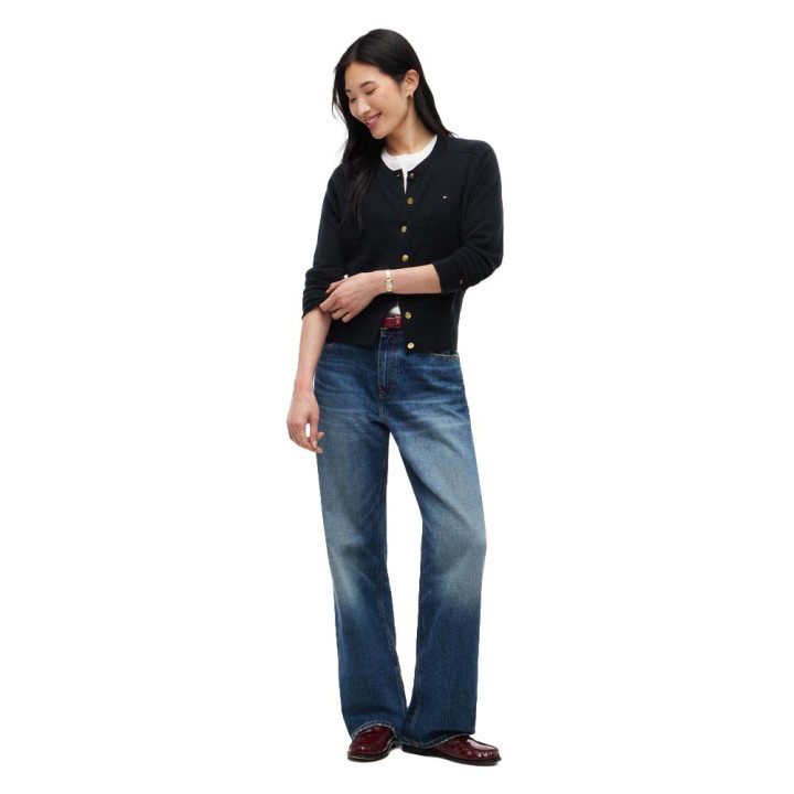 Tommy Hilfiger Cardigan Soft Wool 100% Lana Nero Donna