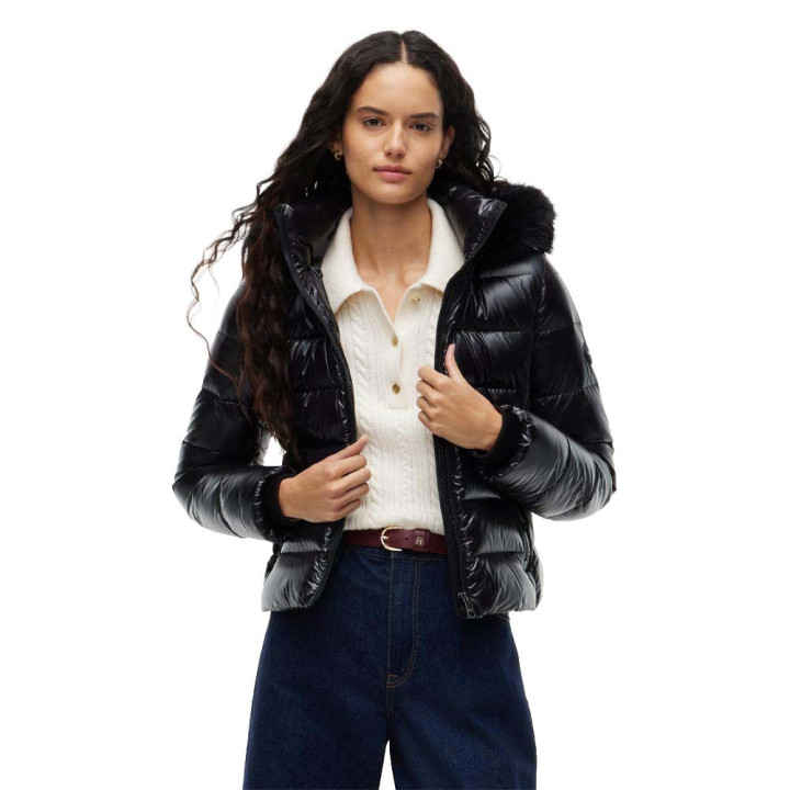 Tommy Hilfiger Piumino Corto Gloss Nero Donna
