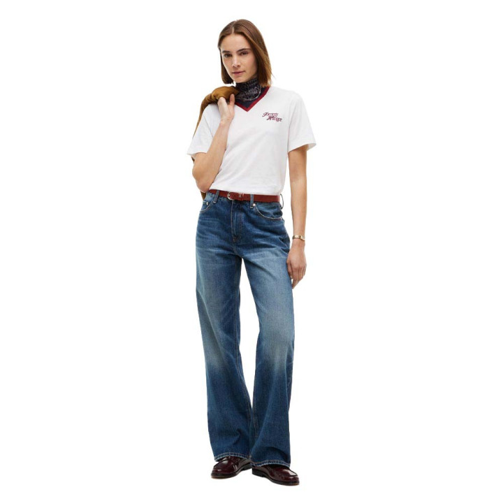 Tommy Hilfiger T-Shirt Script New Reg Bianco Donna