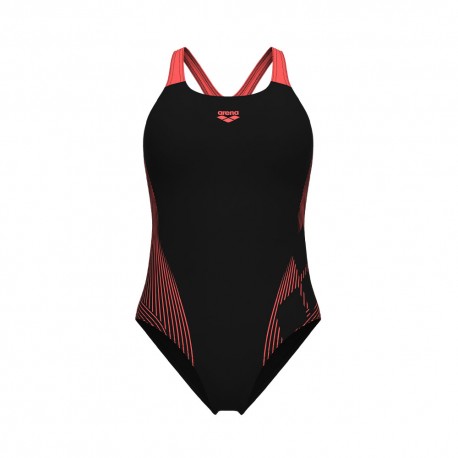 Arena Costume Piscina Lily Con Reggiseno Interno Nero Corallo Donna
