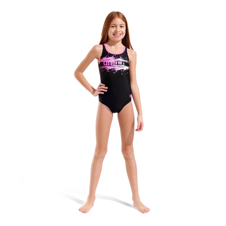 Arena Costume Piscina Paint Nero Rosa Bambina