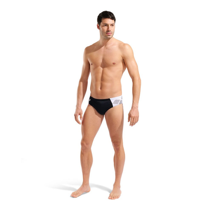 Arena Costume Piscina Slip Printed Splice Nero Bianco Uomo