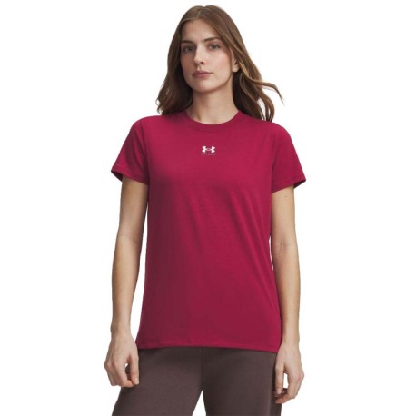 Under Armour T-Shirt Rival Core Bordeaux Donna