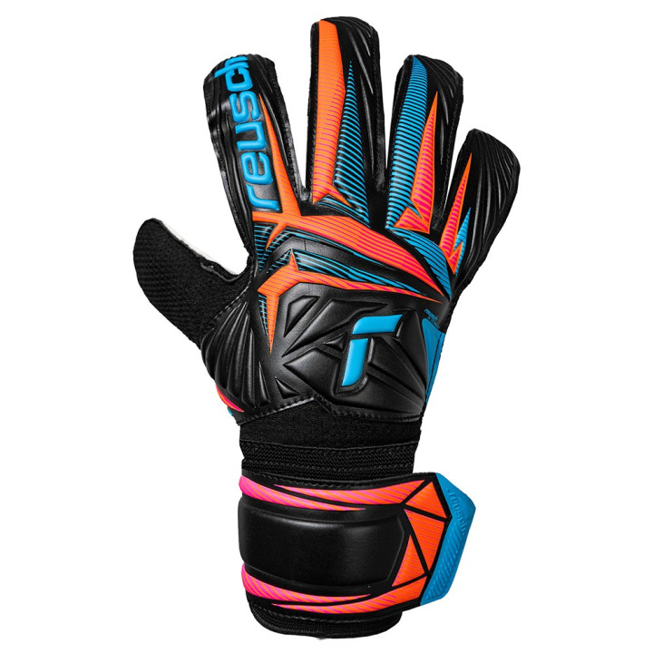 Reusch Guanti Calcio Attrakt Solid Nero Azzurro Arancio Uomo