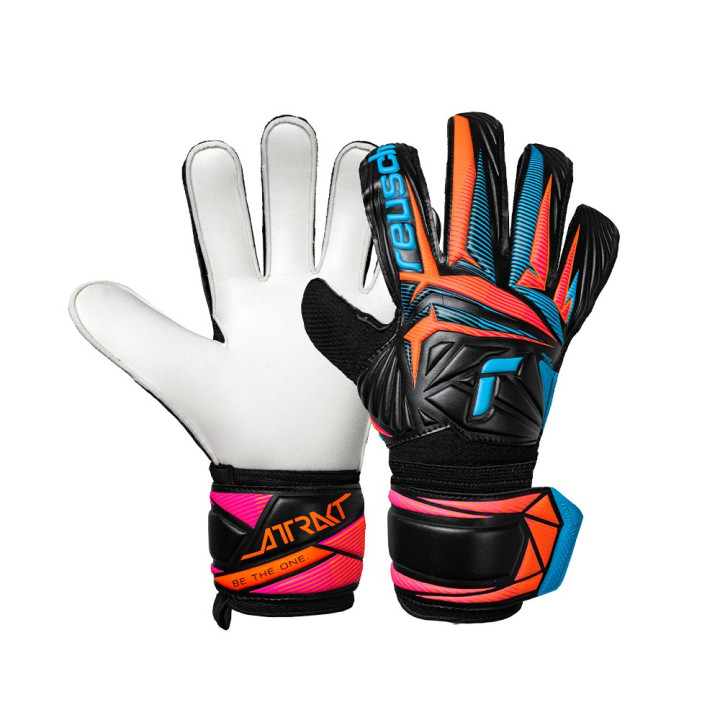 Reusch Guanti Calcio Attrakt Solid Nero Azzurro Arancio Uomo