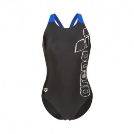 Arena Costume Intero Piscina Scratchy V Back Nero Blu Donna