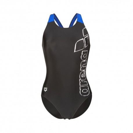 Arena Costume Intero Piscina Scratchy V Back Nero Blu Donna