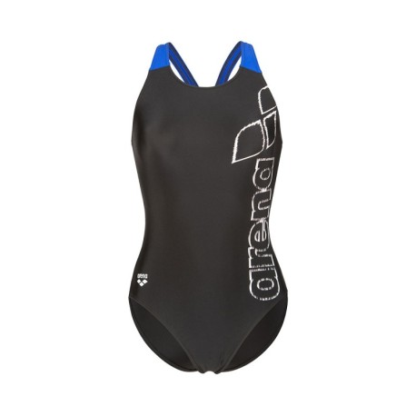 Arena Costume Intero Piscina Scratchy V Back Nero Blu Donna