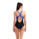 Arena Costume Intero Piscina Scratchy V Back Nero Blu Donna