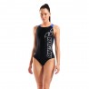Arena Costume Intero Piscina Scratchy V Back Nero Blu Donna