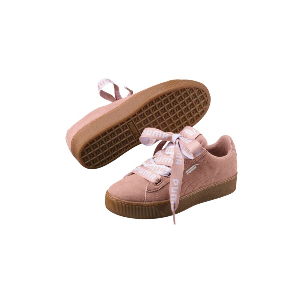 puma rosa lacci raso