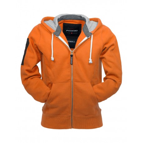 Podhio Giacca Felpa Uomo Zip e Cappuccio Arancio