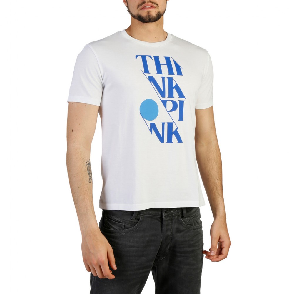 Think Pink T-Shirt Scritta Bianco S