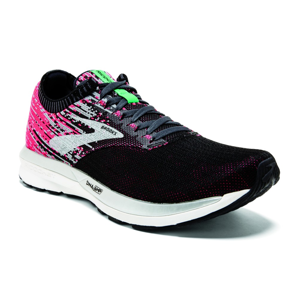 brooks ricochet black tan pink