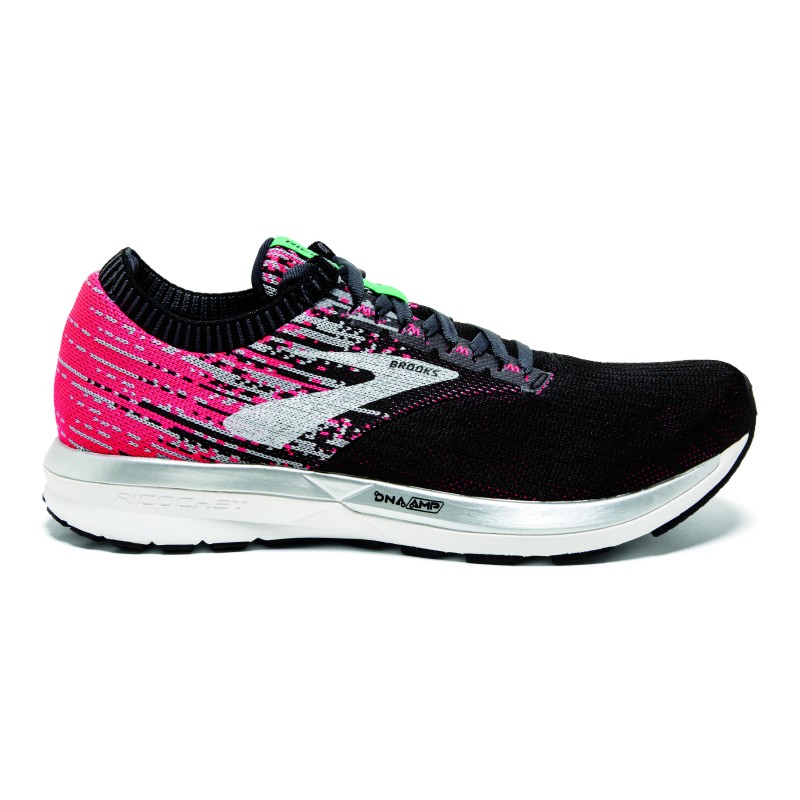 brooks ricochet black tan pink