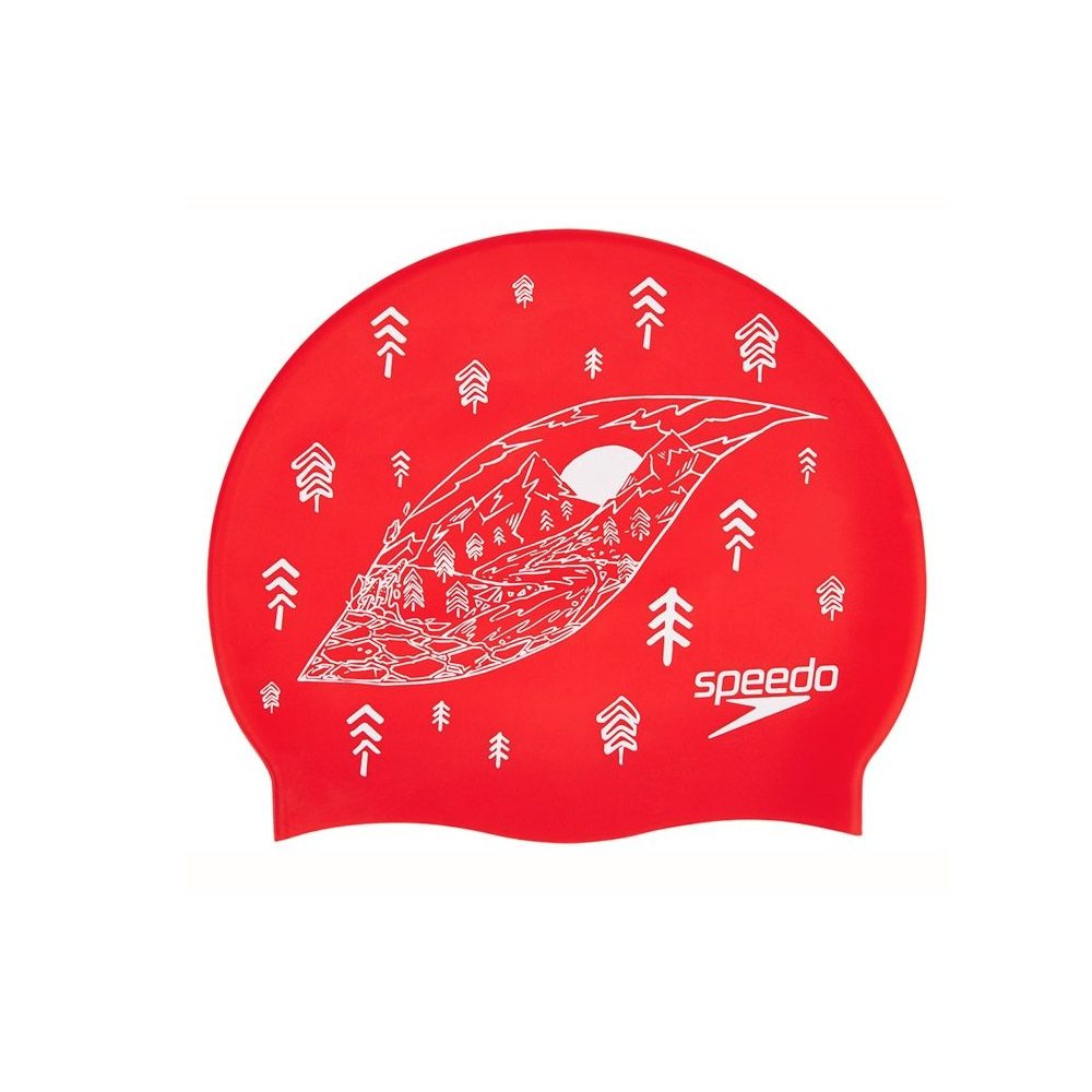 Speedo Cuffia Silicone Bianco Rosso TU