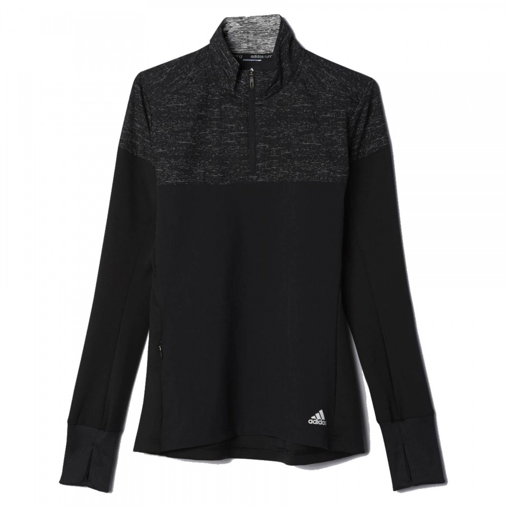 Image of ADIDAS t-shirt ml run supernova 1/2 zip donna black S