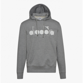 Diadora Felpa Con Cappuccio Logo Grigio Uomo