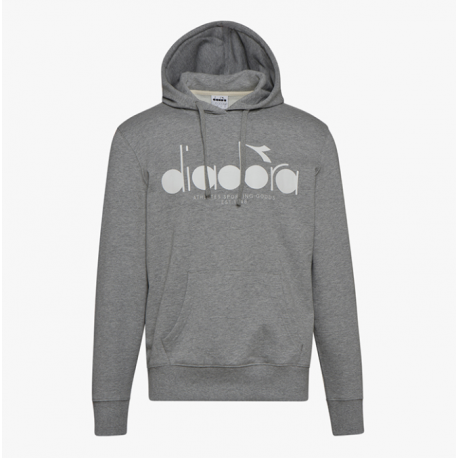 Diadora Felpa Con Cappuccio Logo Grigio Uomo