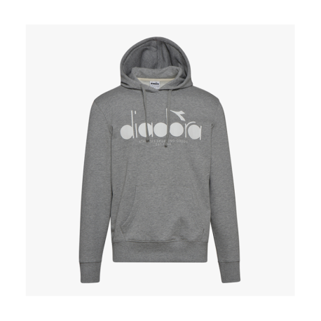 Diadora Felpa Con Cappuccio Logo Grigio Uomo